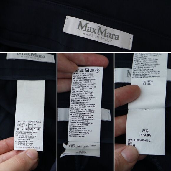 Max Mara US 6 Seam Flat Front Slim Leg Pants Navy Blue Size Zip - Picture 3 of 10